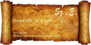 Szedlák Elek névjegykártya